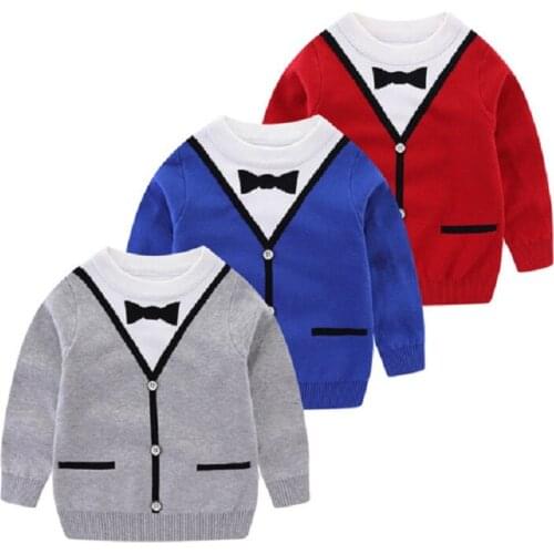 Winter Boys Knitting Sweater Cartoon Digger Boys Cardigan Pure Cotton Children Clothes 1-3-5-7 Years Boys Pullovers Warm Winter
