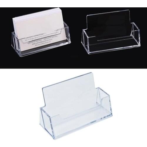 1pc Clear Business Card Rack Display Stand Transparent Desktop Business Card Clip Display Office Stationery Supplies