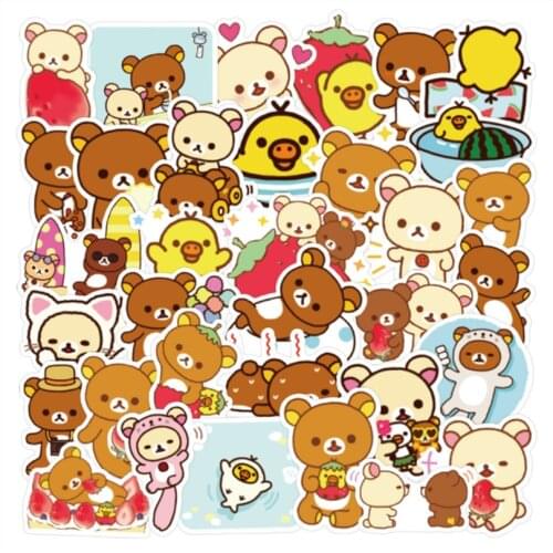 10/30/50PCS Trendy Cute Bear Little Yellow Duck Cartoon Anime Graffiti Decoration Suitcase Guitar Waterproof Sticker Toy Wholesa