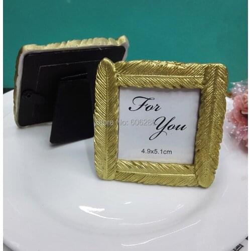 100pcs/LOT Gold Feather Photo Frame / Place Card Holder for Wedding Party Favors Gifts for Guest