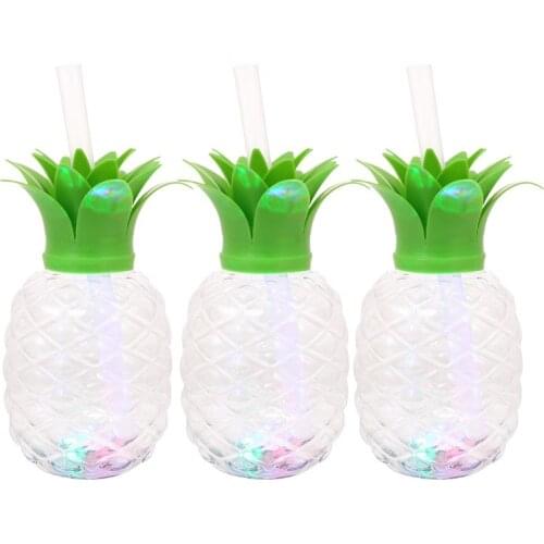 1 Set 3pcs Luminous Beverage Cups Pineapple Cups With Light For Bar Party Drinkware