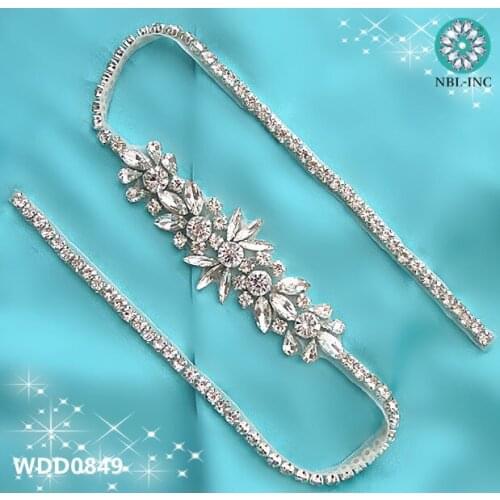 30pcs) Bridal beaded wedding dress silver gold crystal rhinestone appliques IRON ON for wedding dresses sash belt WDD0849