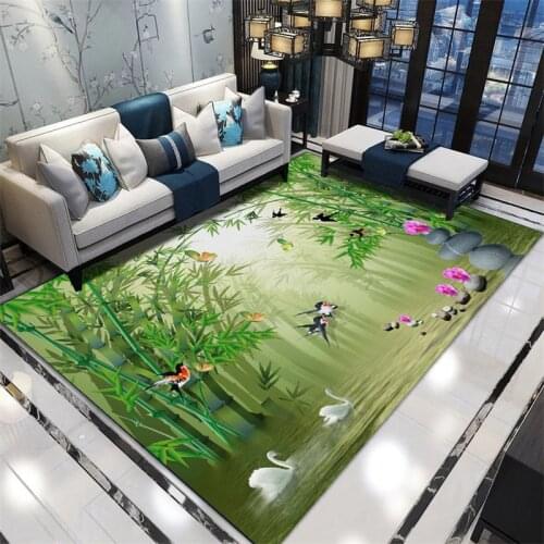 3D Carpet For Living Room Chinese Flower Printed Pastoral Area Rugs Large Carpets Bedroom Bedside Floor Mats Home Decoration