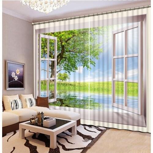 Landscape Scenery Beauty Digital Photo Printing Blackout 3D Curtains for Living Room window curtains
