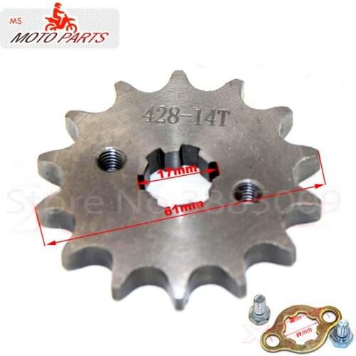 428 14 T Tooth 17mm ID Front Engine Sprocket for 50cc 110cc Sunl Kazuma Dirt Pit Bike ATV Quad Go Kart Buggy Scooter Motorcycle