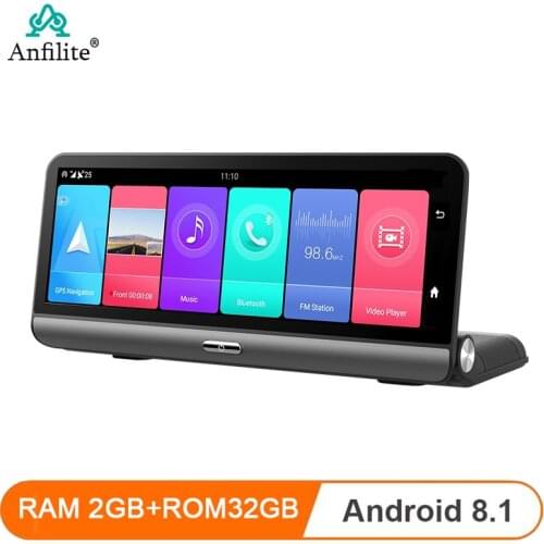 Anfilite 8 Inch Android 8.1 Dashcam 2GB+32GB Dual Lens Free Maps 4G Remote Monitor GPS Navigation Auto Recorder Dashboard