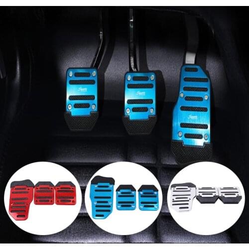 2pcs/3pcs Non-slip Car Foot Pedal Universal Aluminum Alloy Light Vehicle Auto Foot Aluminium Cover Treadle Interior Accessories