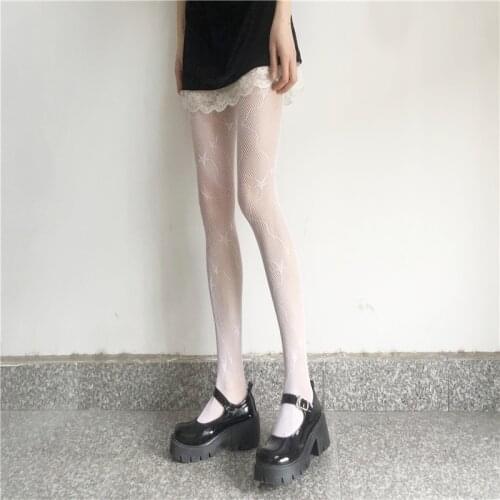 Lucky Star White Tights Women Lingerie Girl Friend Pantyhose Sexy Lolita Japanese Cosplay JK Fishnet Body Stockings Dropshipping