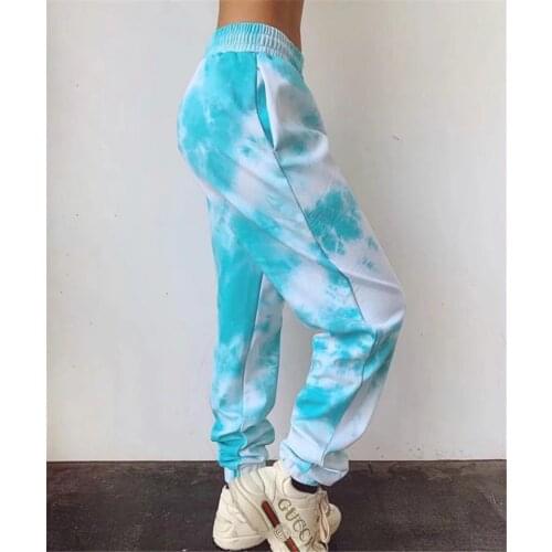 Loose Casual Sports Pants Elastic High Waist Tie-dye Beam Foot Pants Women Long Sweatpants Hip Hop Trousers 2020 New