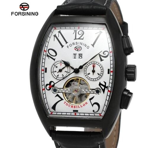 Forsining Mens Automatic Self-winding Tourbillon Calendar Brand Learher Strap Collectiton Watch Luxury Automatic Watch