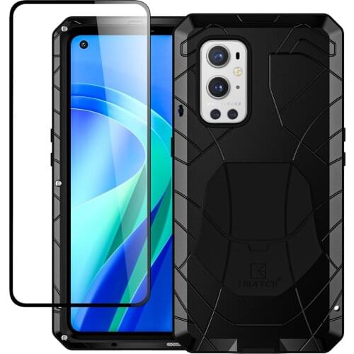 For Oneplus9 9Pro Case with Tempered Glass Heavy Duty Protection Armor Metal Aluminum For One plus 9 9 Pro Phone Accessories