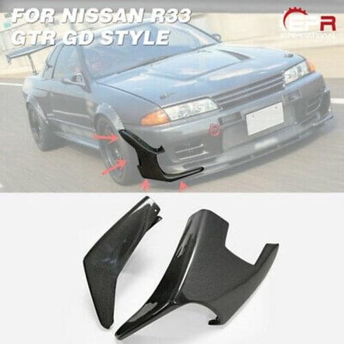 Carbon Fiber Black Glossy Finished For Nissan R33 Skyline GTR GD Style Front Bumper Canard Body Exterior Accessories kit