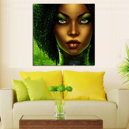 Black Cartoon Characters Abstract Face Paintings Print African Woman Canvas Painting Black Woman Face African Art