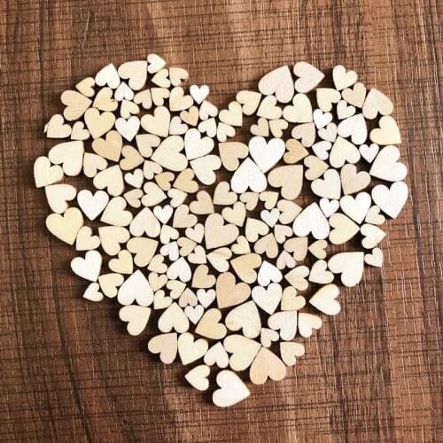 50pcs Mixed Wooden Love Heart Cilps Wedding Table Scatter Decoration Crafts DIY Home Party Ornaments Christmas Wood Gift Buttons