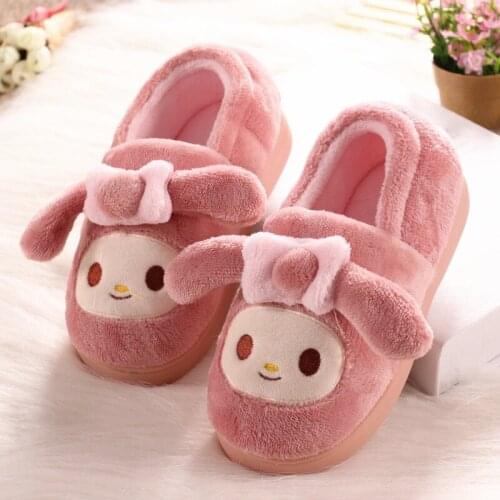 Childrens cotton slippers bag with cute animal pattern winter girls shoes home cotton shoes baby girls indoor furry cute