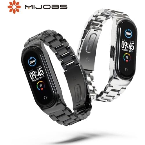 For Mi Band 5 Strap for Mi Band 4 Metal Bracelet Strap for Mi Band 3 Wristband for Xiaomi My Band Strap 3 4 5 NFC Global Version