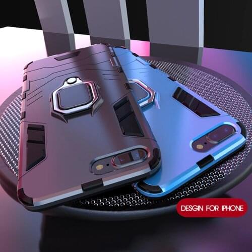 KISSCASE Armor Phone Case For iPhone 5 5s SE Shockproof Combo Ring Holder Case For iPhone 7 6 s Plus X 8 XS MAX XR 11 Pro Max 11