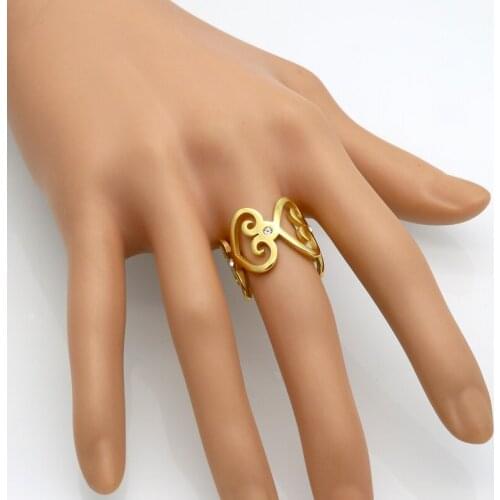 New Brand Love Ring For Women Gold Color Hollow Heart Rings Wedding Crystal Ring Stainless Steel Jewelry Female Finger Ring