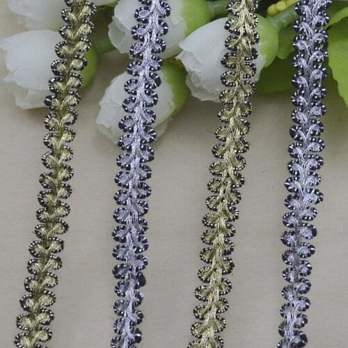 100Metres Gold And Silver Sesame Centipede Lace Clothing Accessories High-Grade Curved Lace Centipeded Belt Gold Applique