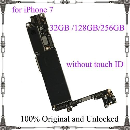 For iphone 7 motherboard 32GB 128GB 256 GB without Touch ID Clean icloud IOS system Original unlocked for iphone 7 mainboard
