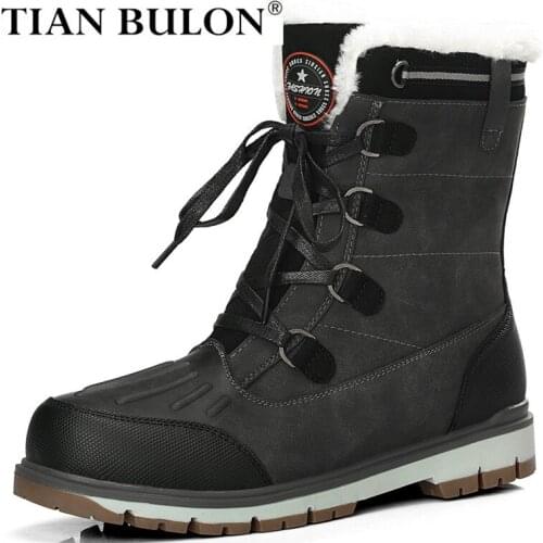 Fahsion Warm Plush Snow Boots Men Lace Up Casual Mid-calf Mens Boots Waterproof Winter Anti-Slip Ankle Boots Men Botas Hbmbre