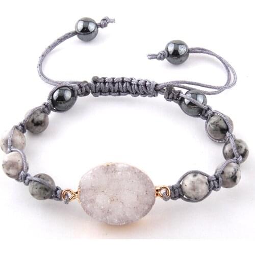 Fashion Beautiful White Druzy Link Semi Precious Stone Wrap Bracelets & Bangles