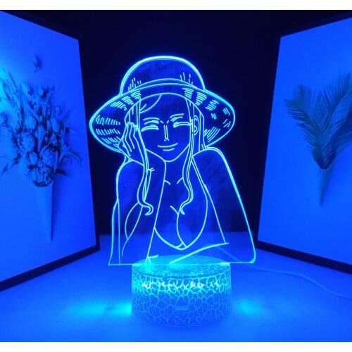 Newest Pirate Nico Robin for Kids Bedroom Decor Gift Lamp Japanese Anime Pirate Nico Robin Nightlights 3D LED Night Light