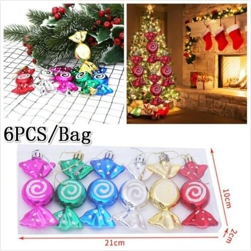 6pcs/bag Candy Shape Christmas Ornament Colorful Mini Gift Box Christmas Tree Pendant New Year Ornaments Decorations