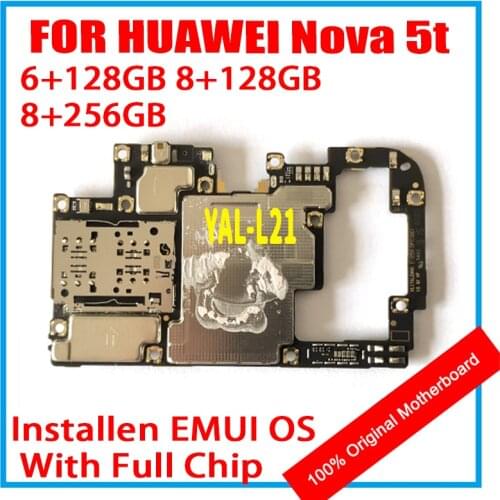 Original Work Well Unlocked For Huawei Nova 5t YAL-L21 Motherboard Mainboard Main Circuits Flex Cable Logic Board