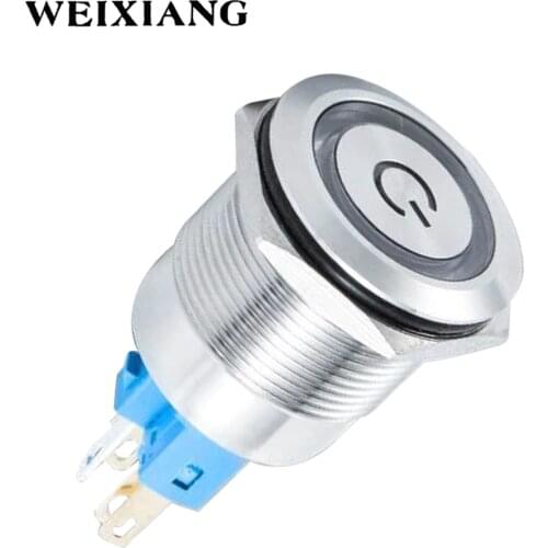 12V Stainless Steel Refit Switch 7/8" 22mm Motorcycle Handlebar Switches Headlight Fog Lamp Light Horn ON OFF Latching Button