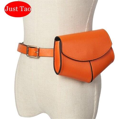 Just Tao! Womans Fashion Chain pericardium belt bags Ladys Leather 2020 Waist Bags Girls Trend Fanny Packs hot bags JT079