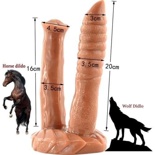 Realistic Double Dildo Female Masturbation Animal Penis Thick Horse Wolf Dog Dildo Sex Toys For Woman Couples Lesbian Sex Shop