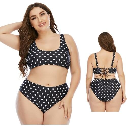 Dot Print Bikini Sets Swimsuit Womens High Waisted 2021 Plus Size Swimwear Women Padded Push Up Bather Swim Suit Beachwear 4XL