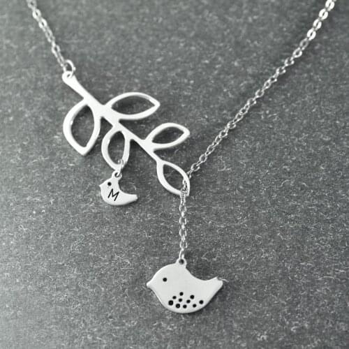 Family necklace,Personalized Baby Bird pendant,Branch pendant,Family Gift,Custome Necklace necklace