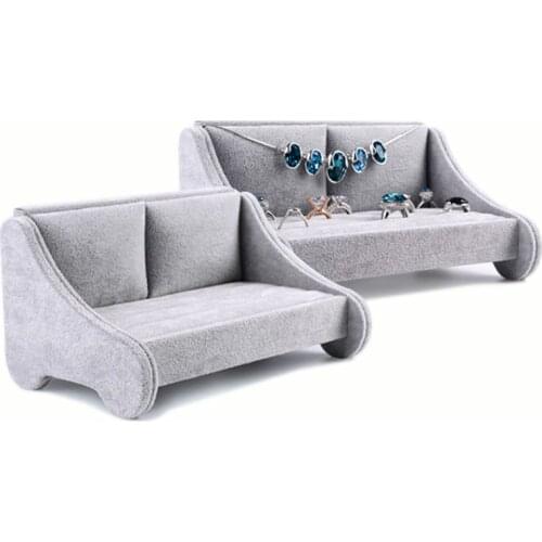 Grey Velvet Jewelry Necklace Earring Bracelet Storage Rack Display Stand Quality Creative Sofa Ring Display Holder
