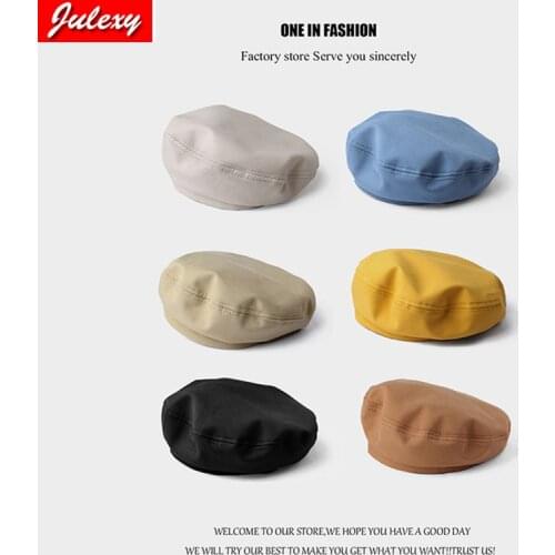 Hat Beret Womens Tide Autumn And Winter Korean Version Of The Japanese British Retro Ins Eearly Autumn Beret Net Red Blue Black