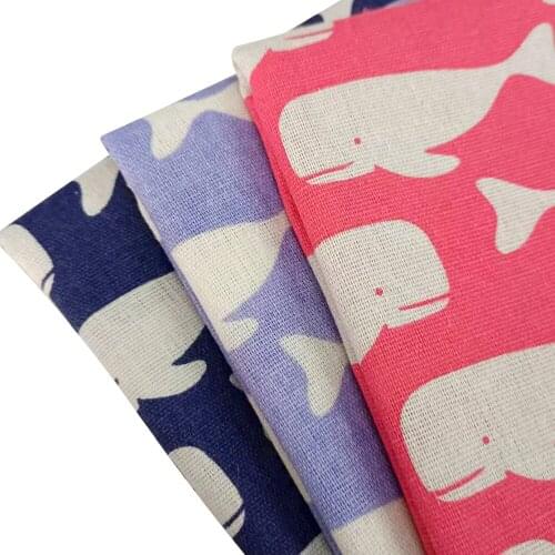 Whale Printed Cotton Linen Patchwork Fabric Patchwork Sewing Material Manual Quilting Cloth Cotton Linen Fabric For Decoration