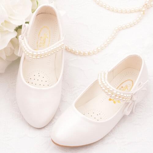 Flower Girls Shoes for Wedding Kids White Princess Shoes Birthday Party Pink Ballet Dancing Flat Shoes for Fall 2t 3t