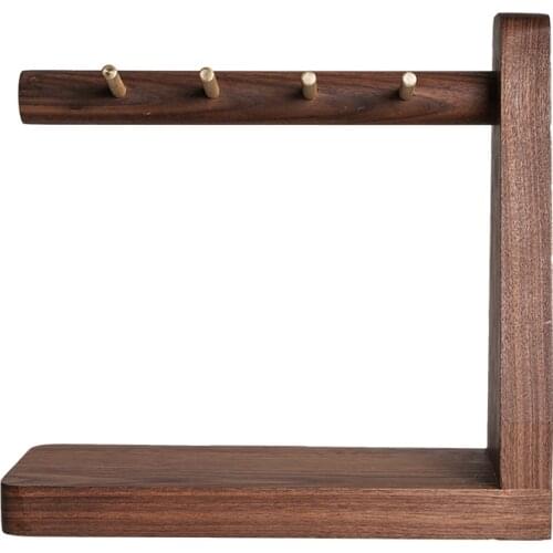 Solid wood brass key hook porch door creative display desktop key storage rack wood shelf organizer mail organizer
