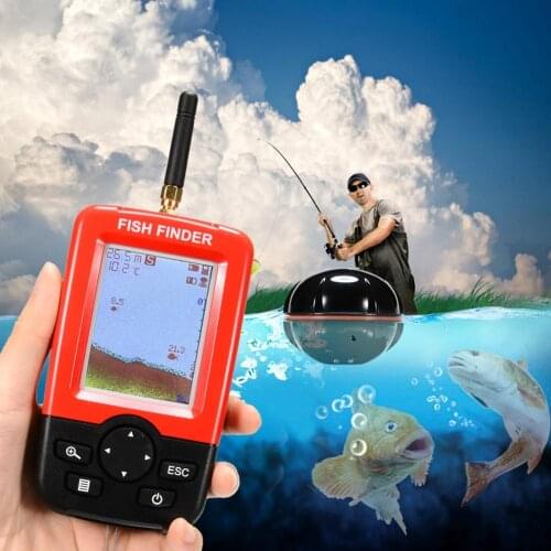 Mounchain Smart Fish Finder with 100m Wireless Rechargeable Sonar Sensor Fishfinder Dot Matrix 45m Range Colorized LCD Display
