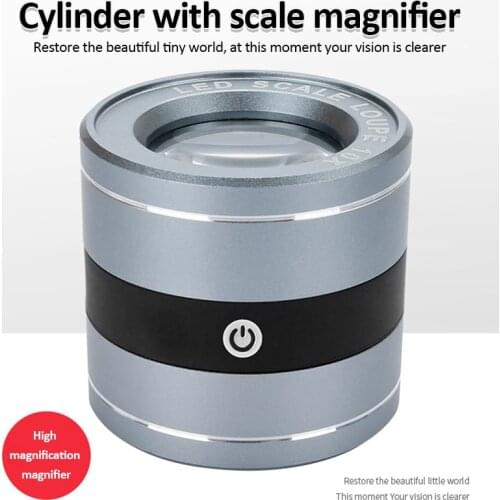 10X USB Charging Magnifier Lens Jeweler Watch Magnifier Tool With Scale Full Metal Magnifying Glass Loupe Lens Repair Kit Tool