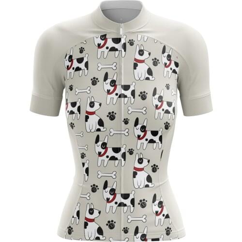 HIRBGOD Fun Gray Cartoon Puppy Bike Cycling Jersey Women Skin-Friendly Bicycle Clothing Ladies Shirt Maillot Ciclismo,TYZ658-01