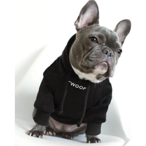 Woof French Bulldog Clothes Dog Hoodie Adidog Warm Sport Retro Dogs Hoodies Pet Clothes Puppy Pug Coat Jacket Chihuahua A62