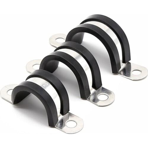 304 Stainless Steel Rubber Lined P Clips U-type Pipe Clamp Cable Mounting Hose Pipe Clamp Hose Clamp Fixed Clamp Pipe Bracket