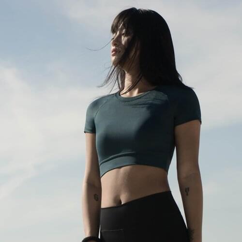 Women Sport Yoga Shirt Quick Dry Breathable Bodycon O Neck Short Sleeve Crop Top Workout Gym Running T-Shirt Women Summer