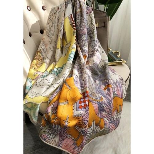 40% silk 60% Merino Wool Scarf Women Fashion 140*140 luxury big large square scarf Beach Travel office shawl autumn winter