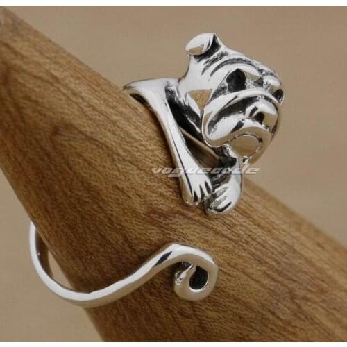 925 Sterling Silver Rings for women Cute Bulldog Ring Fashion Charms Ring 9K006 Free US Size 4~6.5