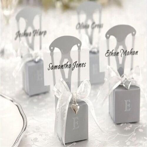10 Pcs Paperboard Golden Silver Chair Shape Heart Lace Ribbon Candy Boxes Packaging Favor Wedding Package Engagement Present