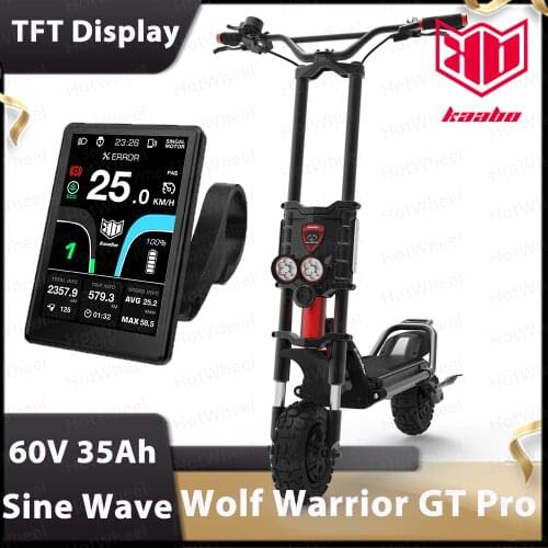 2021Kaabo Wolf Warrior GT Pro Electric Scooter Black Color 60V 35Ah 2000Wx2 Sine Wave TFT Display Controller LG Samsung Battery