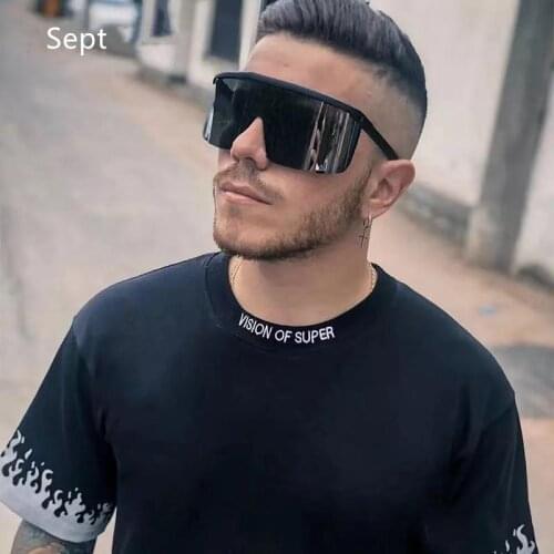 2021 Sport Sunglasses men onepiece Women Oversize Mask Shape Shield Visor Sunglasses Retro Sunglasses For Men